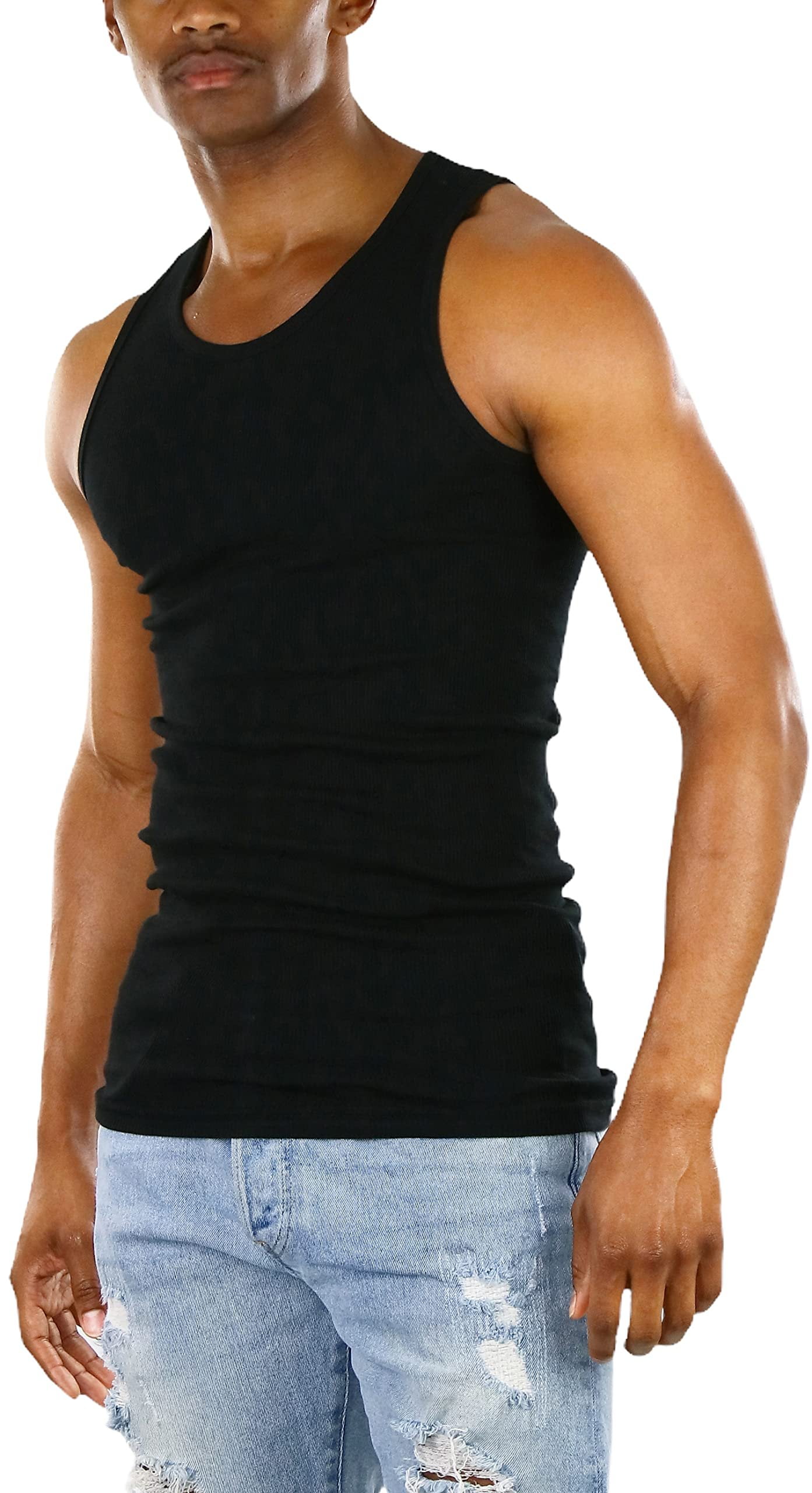 ToBeInStyle Men's AShirt Tank Top Muscle Shirt Black Small