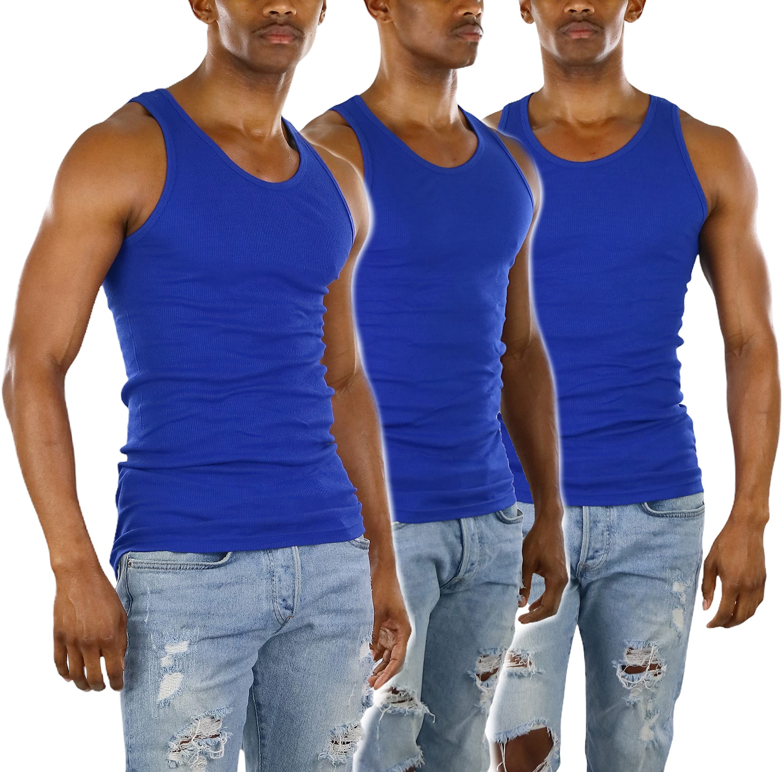 ToBeInStyle Men's AShirt Tank Top Muscle Shirt Blue 3XL