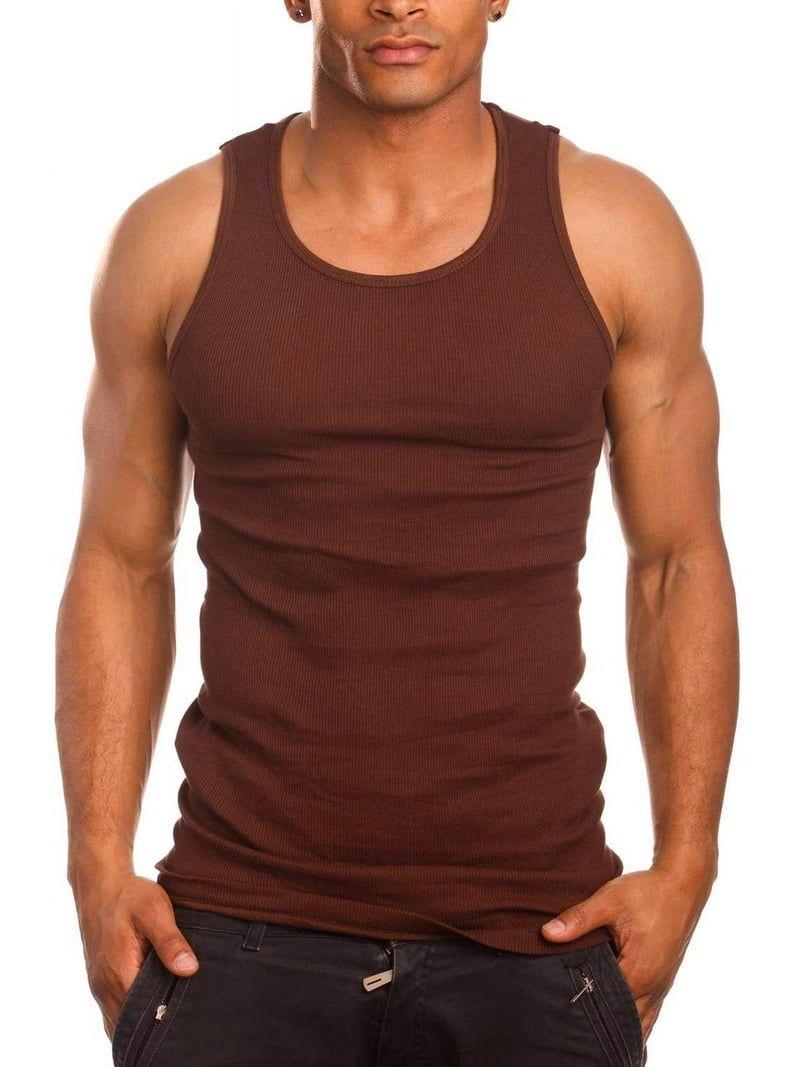 ToBeInStyle Men's A-Shirt Tank Top Muscle Shirt - Brown - 3X-Large