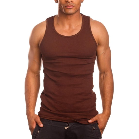 ToBeInStyle Men's A-Shirt Tank Top Muscle Shirt - Brown - X-Large