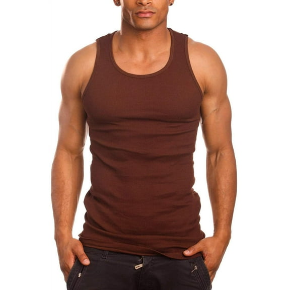 ToBeInStyle Men's A-Shirt Tank Top Muscle Shirt - Brown - X-Large