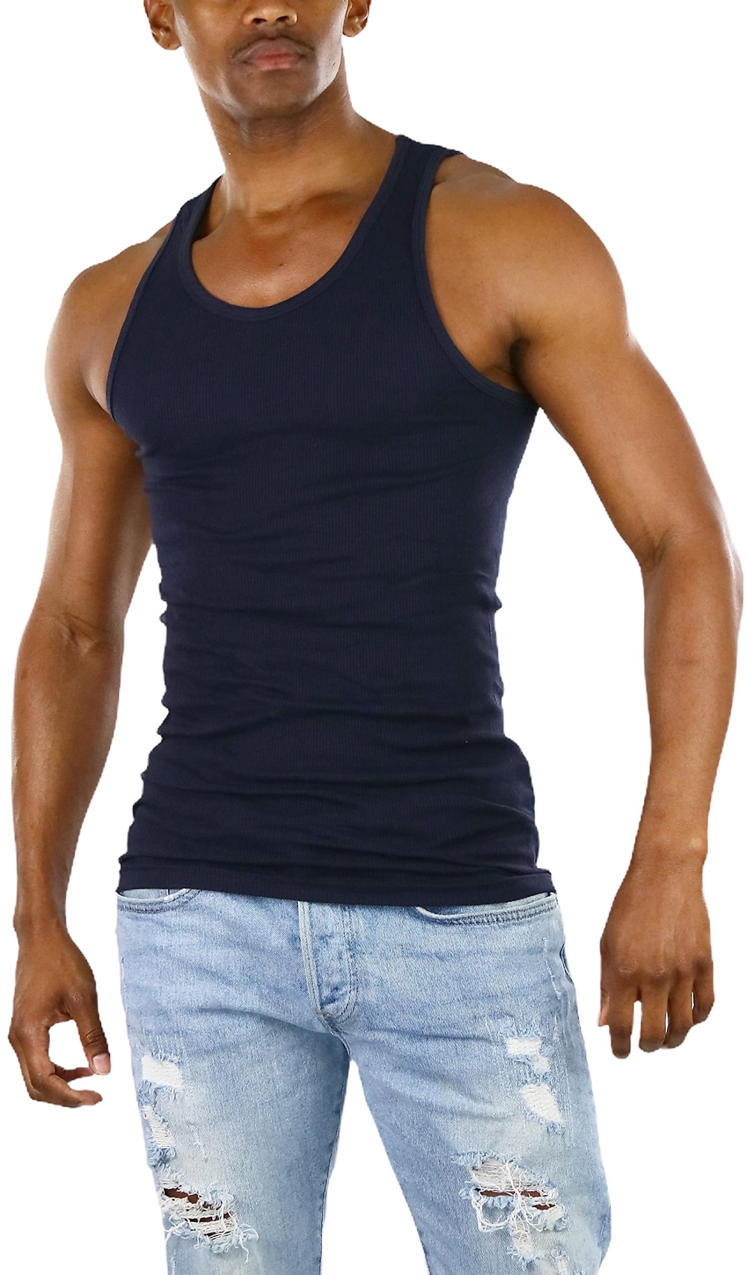 ToBeInStyle Men's AShirt Tank Top Muscle Shirt Navy 4XLarge