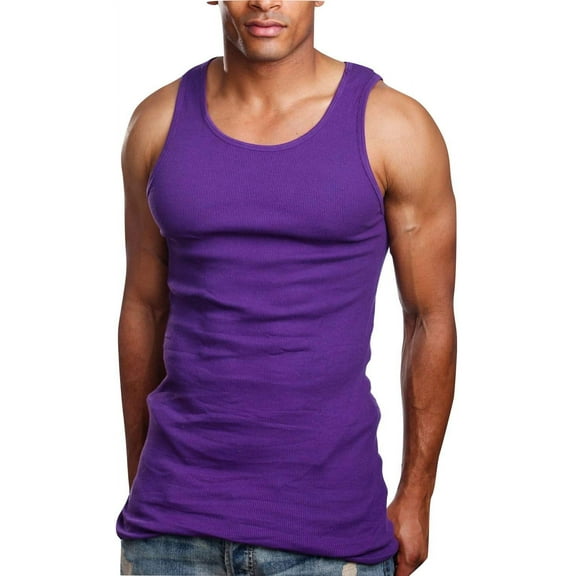 ToBeInStyle Men's A-Shirt Tank Top Muscle Shirt - Purple - Large