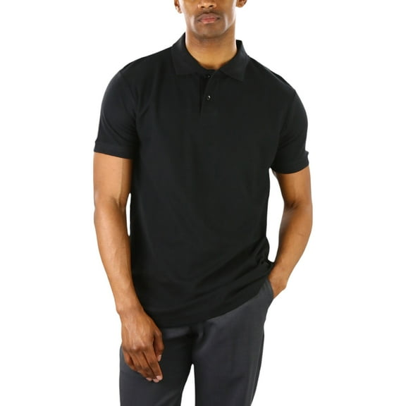 ToBeInStyle Men's Cotton Slim Fit Classic Polo T-Shirt - Black - XL