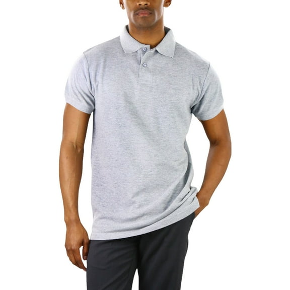 ToBeInStyle Men's Cotton Slim Fit Classic Polo T-Shirt - Heather Grey - M