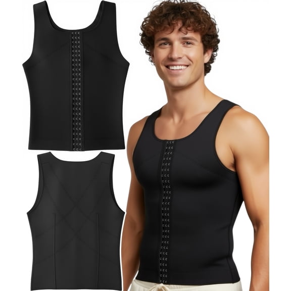 ToBeInStyle Men's Neoprene Slimming Body Shaper Vest Belly Compression - Black - 4XL