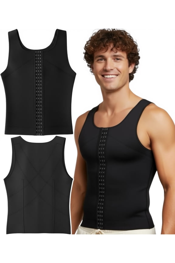 Men's Neoprene Slimming Body Shaper Vest Belly Compression - Black - M