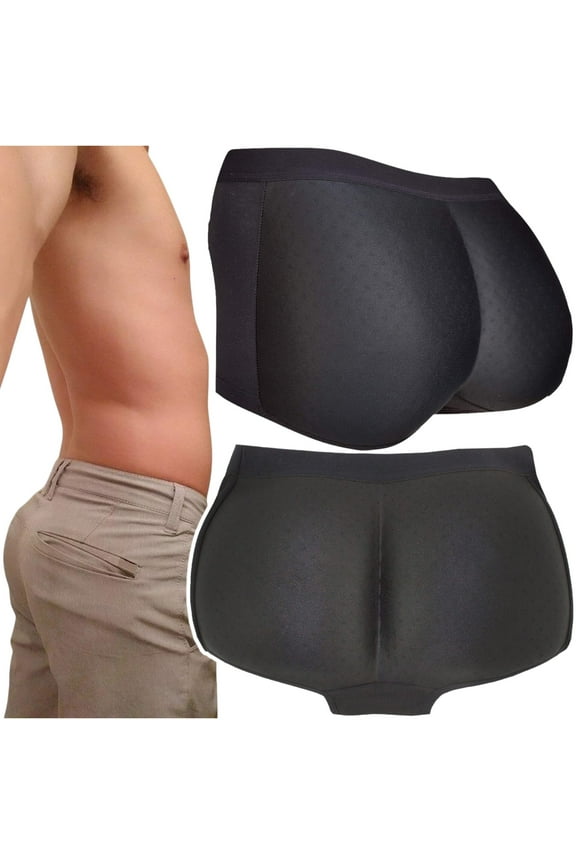 Men's Instant Butt Booster Enhancing Padded Lifting Boxer Briefs - Black - Large