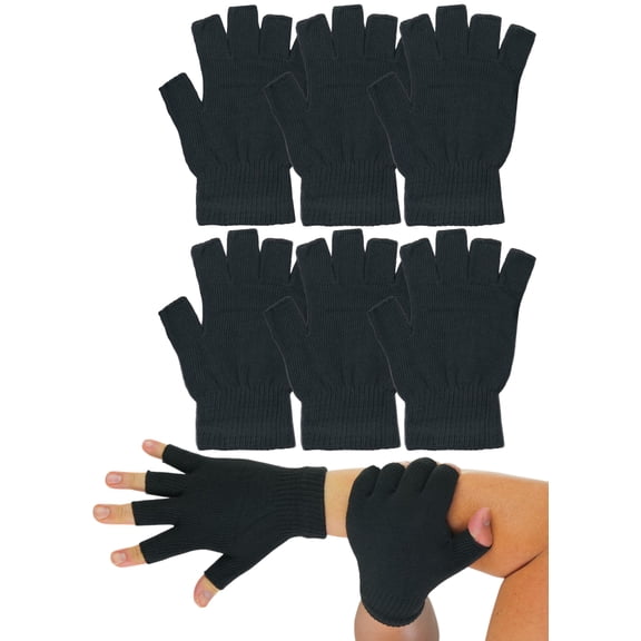 ToBeInStyle Men's Knit Fingerless Winter Gloves w/Elastic Wristband