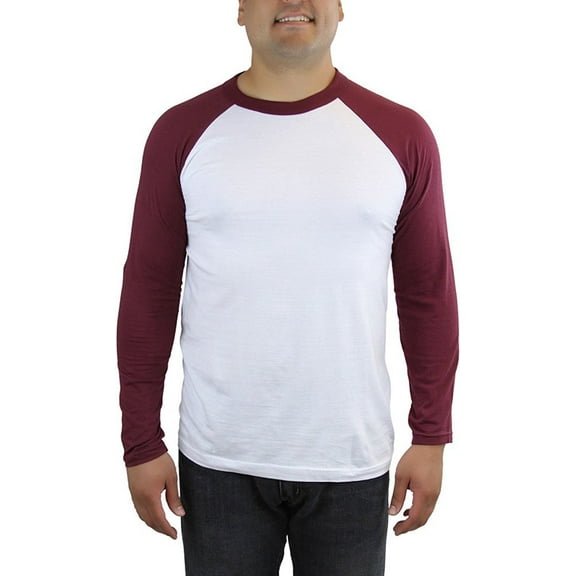 ToBeInStyle Men's Long-Sleeved Baseball Shirt - Burgundy/White - Large