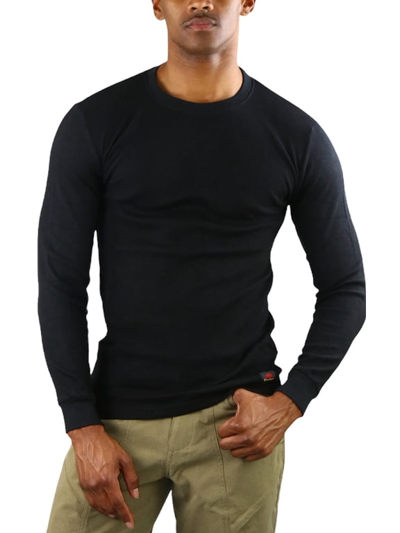 Men's Medium Weight Long Sleeve Waffle Knit Classic Thermal Shirt