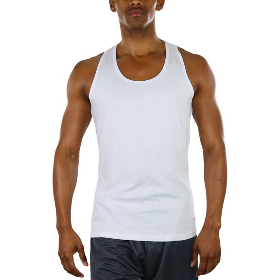 ToBeInStyle Men's Muscle Cotton Tank Top - White - Small