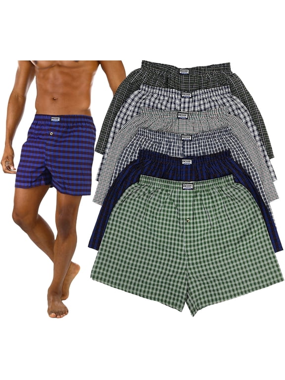 Men's Pack of 3 Assorted Classic Fit Tartan Plaid Boxer Shorts w/ Button Fly - Small