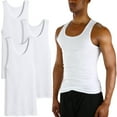 thumbnail image 1 of ToBeInStyle Men's Pack of 3 Cotton Form Fitting Scoop Neck Sleeveless A-Shirts - White - 3XL, 1 of 8