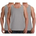 thumbnail image 1 of ToBeInStyle Men's Pack of 3 Cotton Muscle Tank Tops - HeatherGrey - Small, 1 of 2