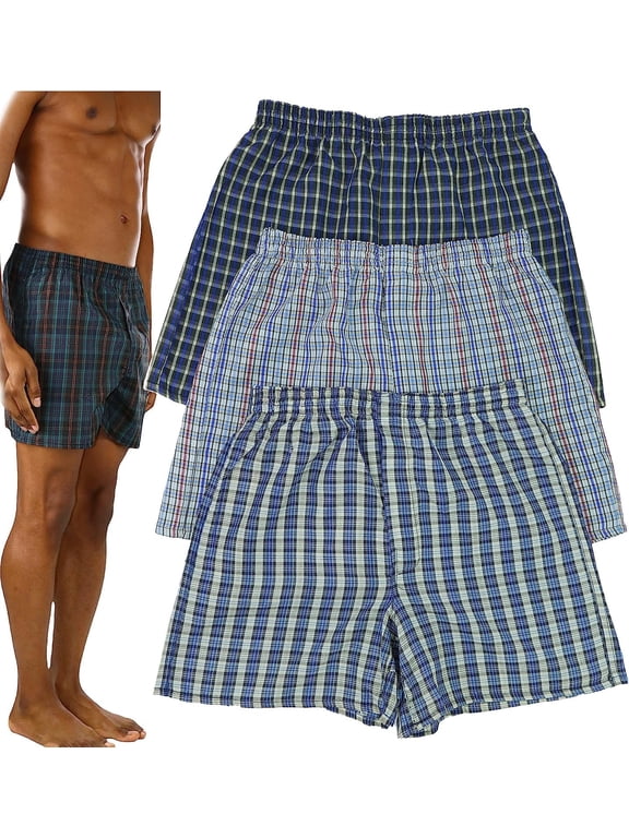 Men's Pack of 3 Loose Fit Basic Print Boxer Shorts - Assorted - 3X-Large