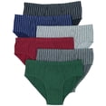 thumbnail image 1 of ToBeInStyle Men's Pack of 6 Assorted Cotton Bikini Briefs w/ Stripes - Large, 1 of 7