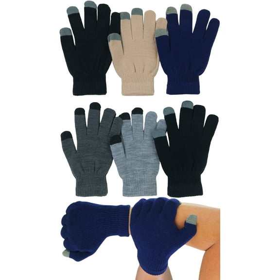 ToBeInStyle Men's Pack of 6 Assorted Touch Screen Magic Gloves