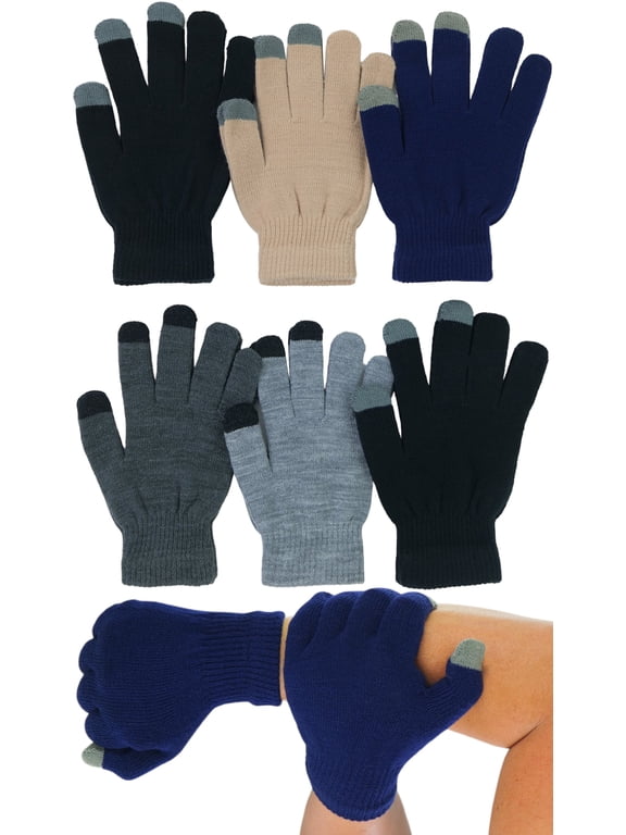 Men's Pack of 6 Assorted Touch Screen Magic Gloves