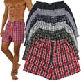 thumbnail image 1 of ToBeInStyle Woven Tartan Plaid Boxer Briefs for Men - Pack of 6, Assorted Colors, Size L, 1 of 7