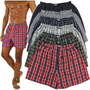 ToBeInStyle Men's Tartan Plaid Boxer Briefs, Pack of 6