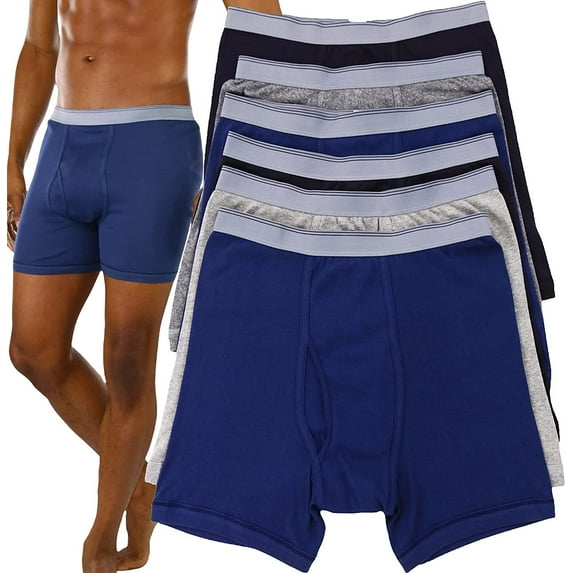 ToBeInStyle Men's Pack of 6 Classic Assortment Cotton Blend Boxer Briefs - Large