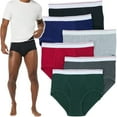 thumbnail image 1 of ToBeInStyle Men's Pack of 6 Cotton White Waistband Brief Underwear - Assorted - Small, 1 of 6