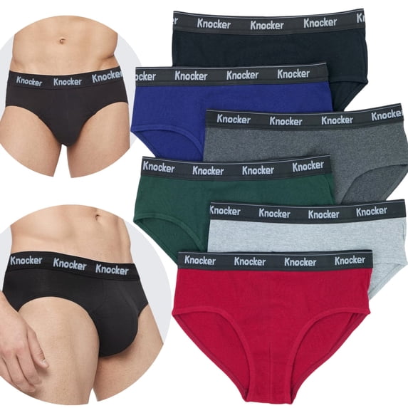 ToBeInStyle Men's Pack of 6 Cotton Waistband Brief Underwear - Assorted w/Thick Waistband - Large