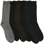 ToBeInStyle Men's Solid Color Dress Socks 10-13, Black 6 Pack