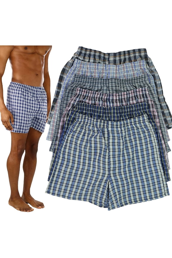 Men's Pack of 6 Loose Fit Basic Print Boxer Shorts - Assorted - X-Large