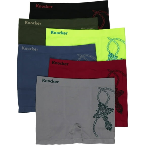 ToBeInStyle Men's Pack of 6 Seamless Boxer Briefs in Solid and Stripe Designs