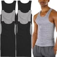 thumbnail image 1 of ToBeInStyle Men's Pack of 6 Slim Fit Shallow Scoop Neck Sleeveless A-Shirts - Assorted - Large, 1 of 6
