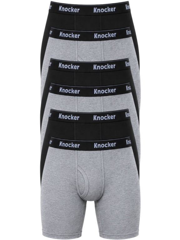 Men's Pack of 6 Thick Knocker Waistband Boxer Briefs Underpants - Large