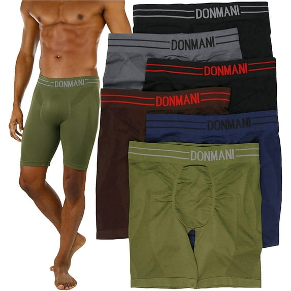 ToBeInStyle Men's Pack of 6 Waistband Design Long Leg Boxers - Essential Assorted - One Size