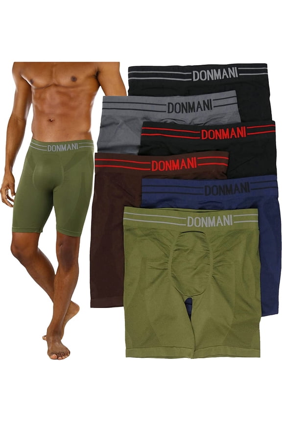 Men's Pack of 6 Waistband Design Long Leg Boxers - Essential Assorted - One Size