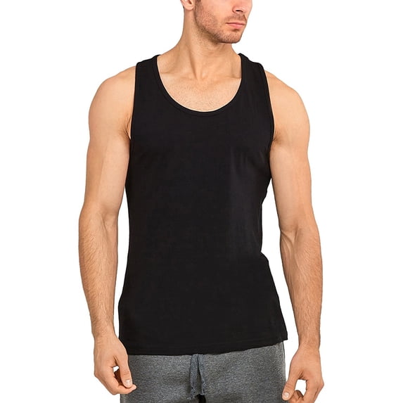 ToBeInStyle Men's Scoop Neck Heavy Fabric Tank Top - Black - XL