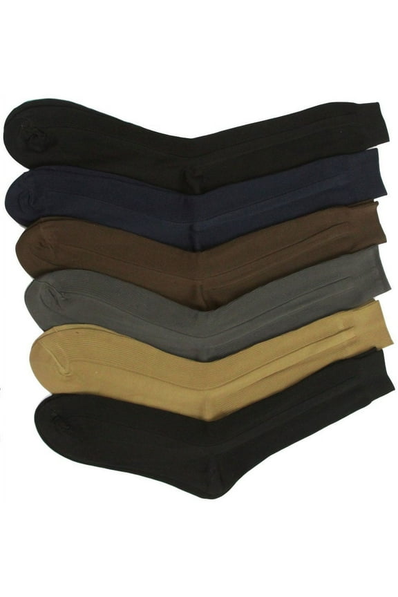 Men's Solid Color Dress Socks, Assorted 6-Pack