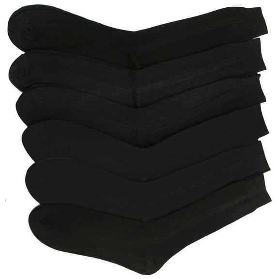 ToBeInStyle Men's Solid Color Dress Socks 9-11, Black 6 Pack