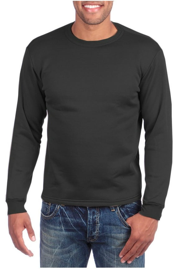 Men's Thermal Long Sleeve Tops w/ Warm Fleece Inner Lining - Black - Medium