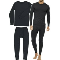 ToBeInStyle Men's Thermal Underwear Sets with Soft Brush Fleece Inner Lining - Black - X-Large