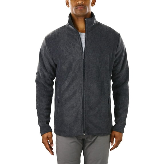 ToBeInStyle Men's Zip Up Long Sleeve High Collar Polar Fleece Jacket - Charcoal Grey - 3X-Large