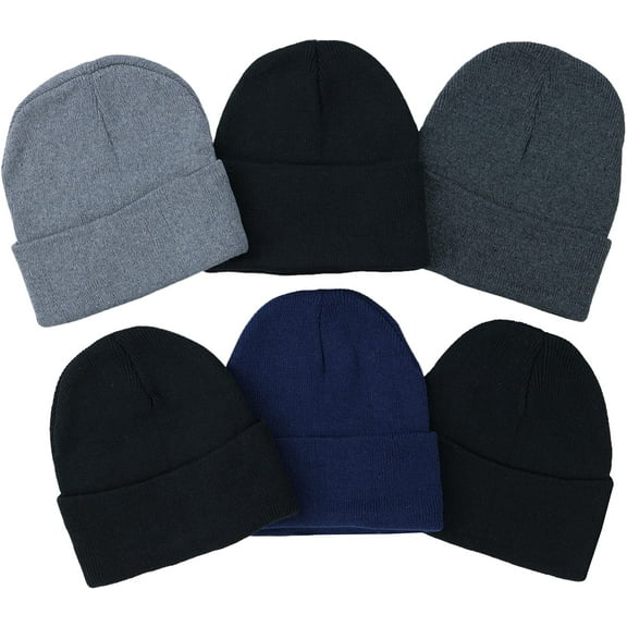 ToBeInStyle Men's Winter Warm Double Layered Beanie, Pack of 6