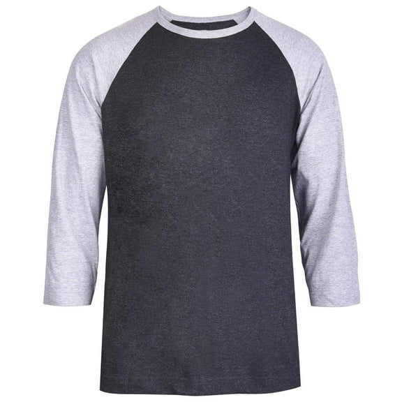 ToBeInStyle Mens Sleeved Baseball Inspired Classic Shirt Tee - 3/4 Sleeve - Heather Grey/Charcoal Grey - X-Large