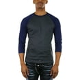 thumbnail image 1 of ToBeInStyle Mens Sleeved Baseball Inspired Classic Shirt Tee - 3/4 Sleeve - Navy/Charcoal - Medium, 1 of 7
