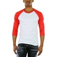 thumbnail image 1 of ToBeInStyle Mens Sleeved Baseball Inspired Classic Shirt Tee - 3/4 Sleeve - Red/White - X-Large, 1 of 7