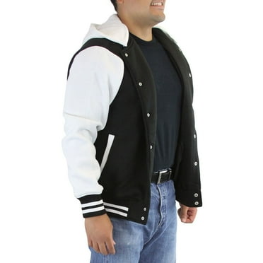 ToBeInStyle Mens Varsity Jacket with Removable Hood