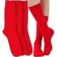thumbnail image 1 of ToBeInStyle Pack of 3 Unisex Colorful One Size Fits Most Dress Crew Socks - Red, 1 of 8