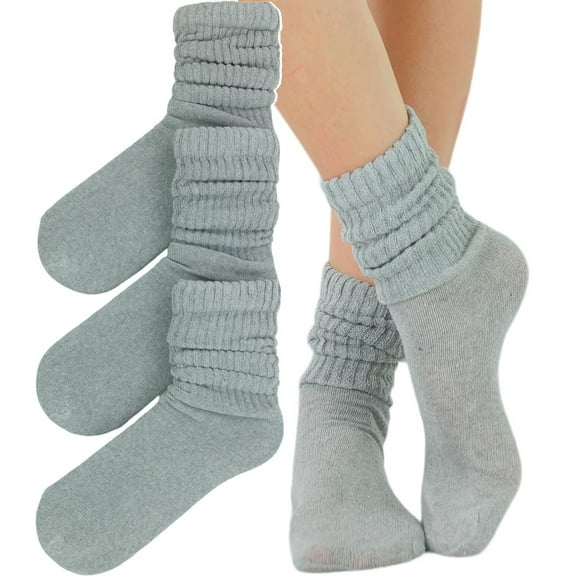 ToBeInStyle Pack of 3 of Colorful Unisex Fashion Slouch Socks - Heather Grey