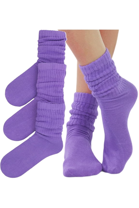 Pack of 3 of Colorful Unisex Fashion Slouch Socks - Lavender
