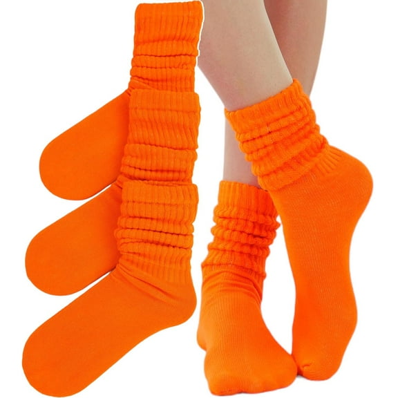 ToBeInStyle Pack of 3 of Colorful Unisex Fashion Slouch Socks - Orange
